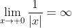 \lim_{x\to 0}\frac{1}{|x|}=\infty