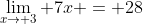 \lim_{x\to 3} 7x = 28