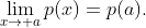 \lim_{x\to a}p(x)=p(a).
