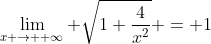 \lim_{x \to +\infty} \sqrt{1+\frac{4}{x^2}} = 1