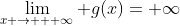 \lim_{x \to + \infty} g(x)=+\infty