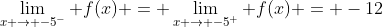 \lim_{x \to -5^-} f(x) = \lim_{x \to -5^+} f(x) = -12