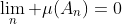 \lim_n \mu(A_n)=0