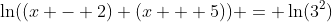 \ln((x - 2) (x + 5)) = \ln(3^2)