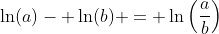\ln(a)- \ln(b) = \ln\left(\frac{a}{b}\right)