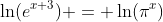 \ln(e^{x+3}) = \ln(\pi^x)