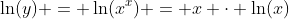 \ln(y) = \ln(x^x) = x \cdot \ln(x)