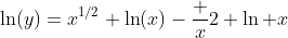 \ln(y)=x^{1/2} \ln(x)-\frac x2 \ln x