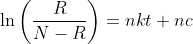 \ln\left(\frac{R}{N-R}\right)=nkt+nc