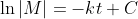 \ln|M|=-kt+C