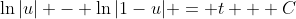 \ln|u| - \ln|1-u| = t + C