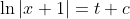 \ln|x+1|=t+c