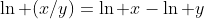 \ln (x/y)=\ln x-\ln y