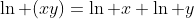 \ln (xy)=\ln x+\ln y