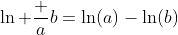 \ln \frac ab=\ln(a)-\ln(b)