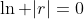 \ln |r|=0