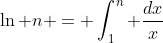 \ln n = \int_1^n \frac{dx}{x}