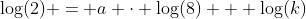\log(2) = a \cdot \log(8) + \log(k)