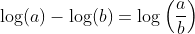 \log(a)-\log(b)=\log\left(\frac{a}{b}\right)
