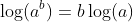 \log(a^b)=b\log(a)