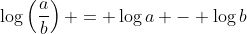 \log\left(\frac{a}{b}\right) = \log{a} - \log{b}