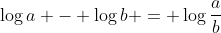 \log{a} - \log{b} = \log{\frac{a}{b}}