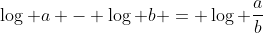 \log a - \log b = \log \frac{a}{b}
