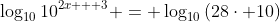 \log_{10}{10^{2x + 3}} = \log_{10}{(28\cdot 10)}