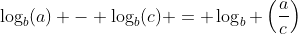 \log_{b}(a) - \log_b(c) = \log_b \left(\dfrac{a}{c}\right)
