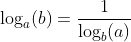 \log_a(b)=\dfrac{1}{\log_b(a)}