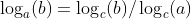 \log_a(b)=\log_c(b)/\log_c(a)