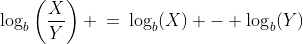 [2]\;\log_b\left(\frac{X}{Y}\right) \:=\:\log_b(X) - \log_b(Y)
