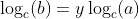 \log_c(b)=y\log_c(a)