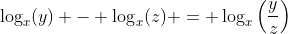 \log_x(y) - \log_x(z) = \log_x\left(\frac{y}{z}\right)