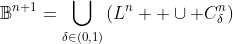 \mathbb{B}^{n+1}=\bigcup_{\delta\in(0,1)}\left(L^n  \cup C_\delta^n\right)