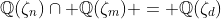 \mathbb{Q}(\zeta_n)\cap \mathbb{Q}(\zeta_m) = \mathbb{Q}(\zeta_d)