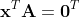 \mathbf{x}^T\mathbf{A}=\mathbf{0}^T