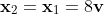 \mathbf{x}_{2}=\mathbf{x}_{1}=8\mathbf{v}