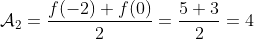 \mathcal{A}_2=\frac{f(-2)+f(0)}{2}=\frac{5+3}{2}=4