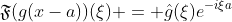 \mathfrak{F}(g(x-a))(\xi) = \hat{g}(\xi)e^{-i{\xi}a}