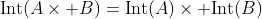 \mathrm{Int}(A\times B)=\mathrm{Int}(A)\times \mathrm{Int}(B)