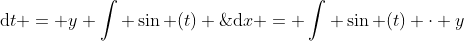 \int \sin (\frac xy)\;\mathrm{d}x = \int \sin (t) \cdot y\;\mathrm{d}t = y \int \sin (t) \;\mathrm{d}t = -y \cos t + c = -y\cos(\frac xy) + c