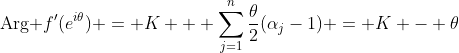 \mbox{Arg }f'(e^{i\theta}) = K + \sum_{j=1}^n\frac{\theta}{2}(\alpha_j-1) = K - \theta
