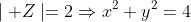 \mid Z\mid=2\Rightarrow{x^2+y^2=4}