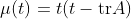 \mu(t)=t(t-\textrm{tr}A)