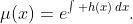 \mu(x)=e^{\int h(x)\,dx}.