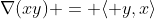 \nabla(xy) = \langle y,x\rangle