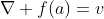 \nabla f(a)=v