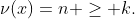 \nu(x)=n \geq k.