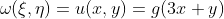 \omega(\xi,\eta)=u(x,y)=g(3x+y)